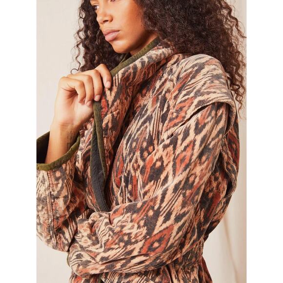 We the Free People Ada Quilted Jacket Small corduroy oversized boho retro Ikat - Picture 3 of 14